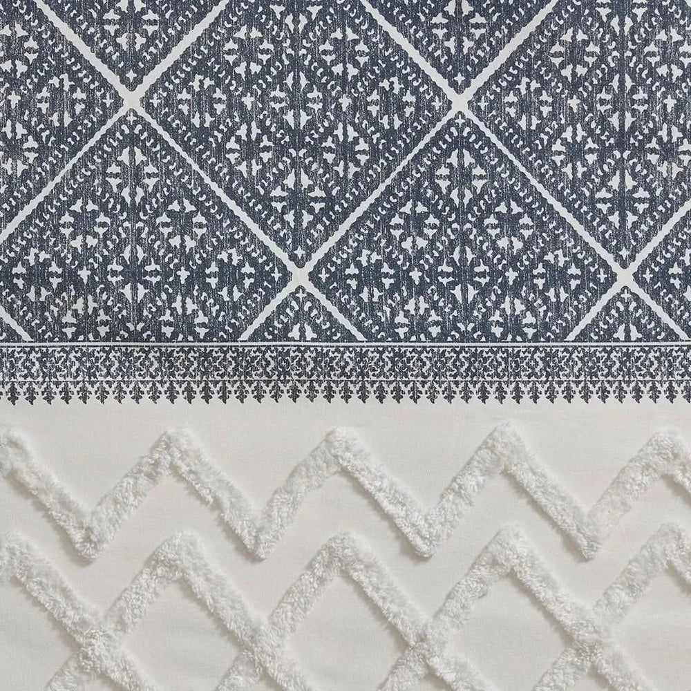 Cotton Curtain Panel Printed With Chenille Detail & Lining Multicolor Media 6