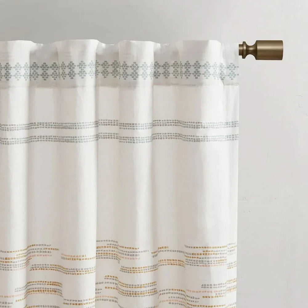 Cotton Printed Curtain Panel With Tassel Trim & Lining For Living Room Media 4