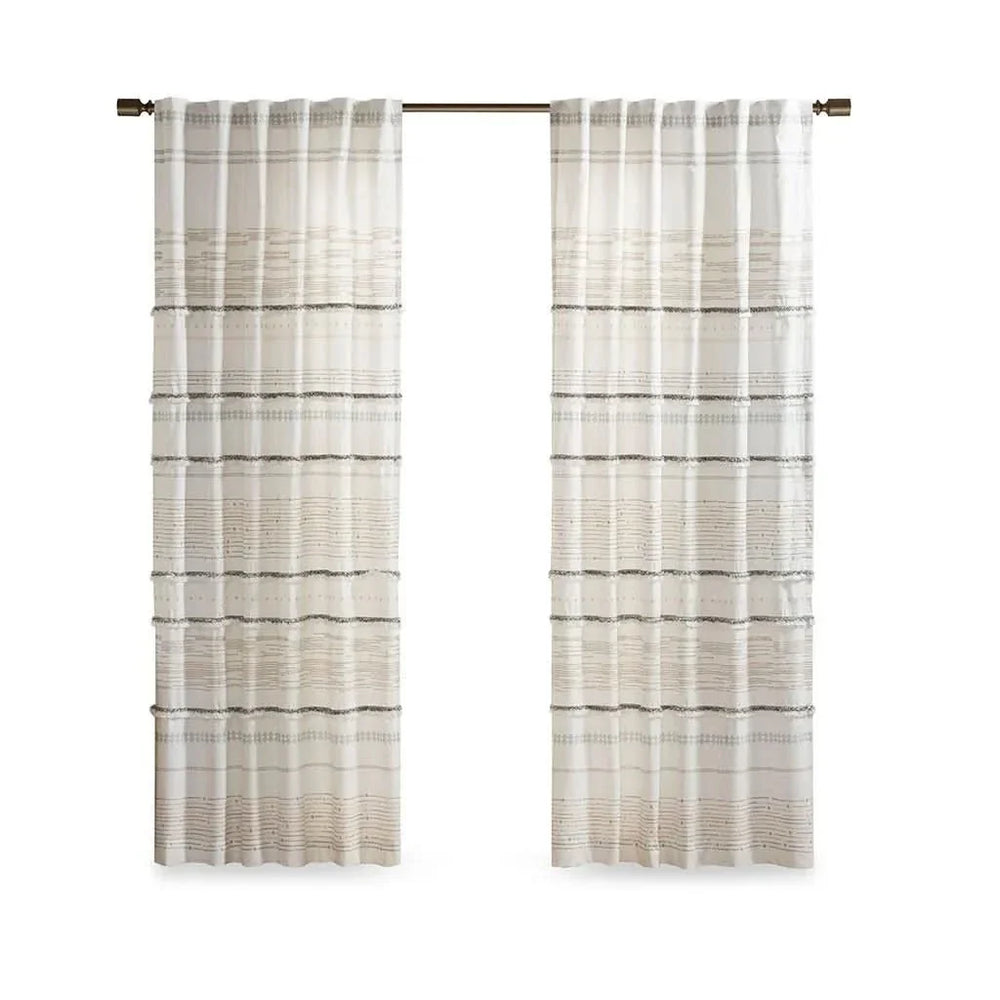 Cotton Printed Curtain Panel With Tassel Trim & Lining For Living Room Media 5