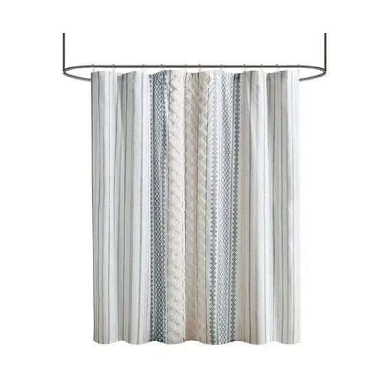Cotton Shower Curtain + Printed Chenille Stripe + Multicolor Design Media 4