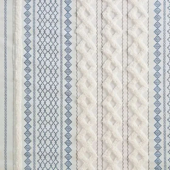 Cotton Shower Curtain + Printed Chenille Stripe + Multicolor Design Media 6
