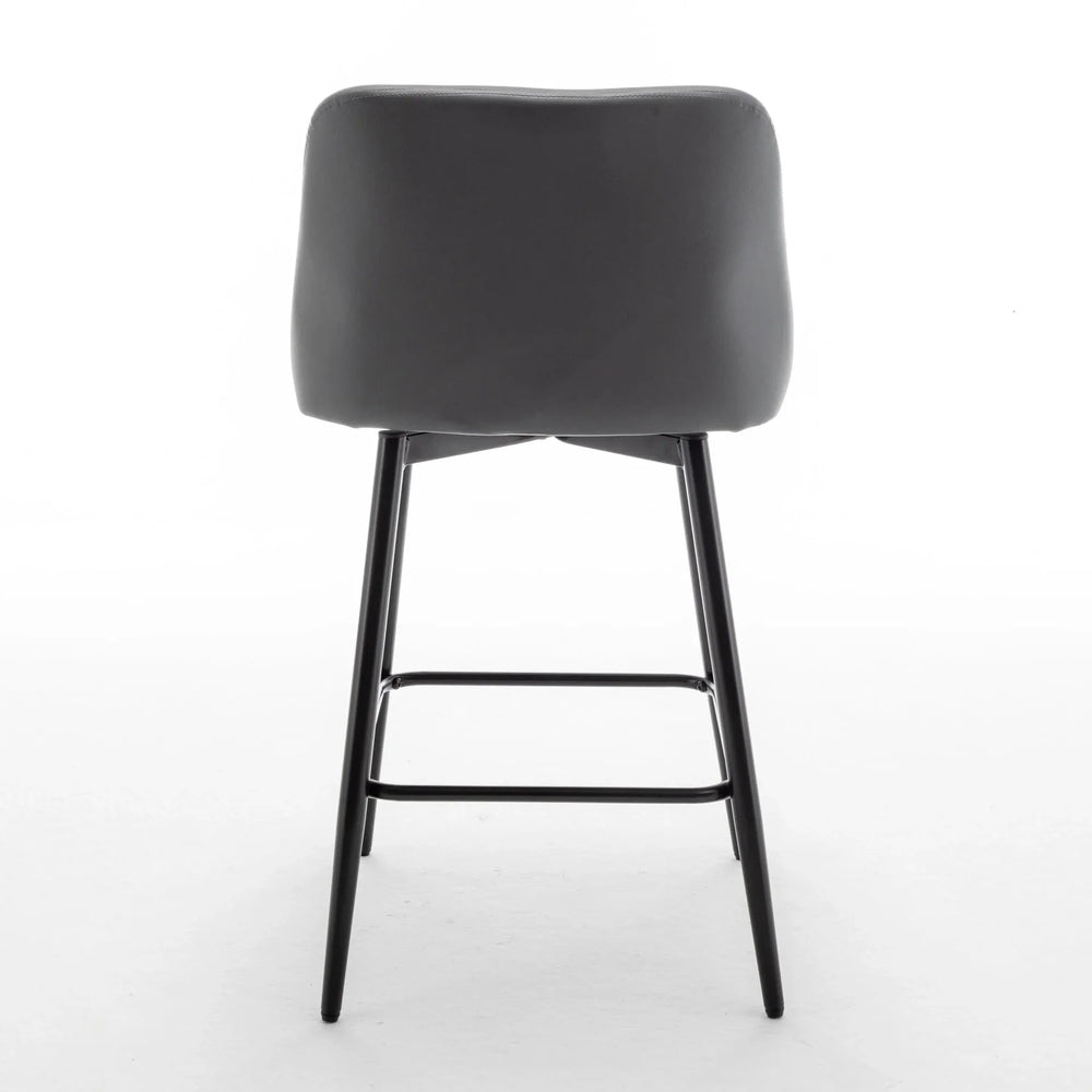 Counter Height Bar Stools PU Leather Backrest 360 Swivel Set Of 2 Media 13