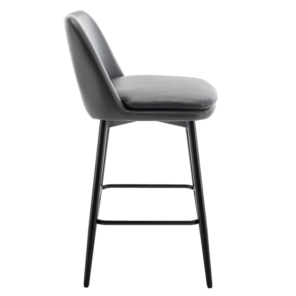 Counter Height Bar Stools PU Leather Backrest 360 Swivel Set Of 2 Media 8