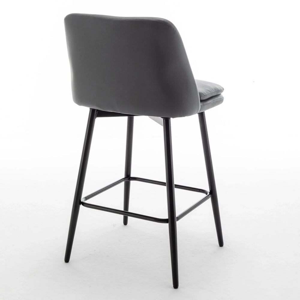 Counter Height Bar Stools PU Leather Backrest 360 Swivel Set Of 2 Media 19