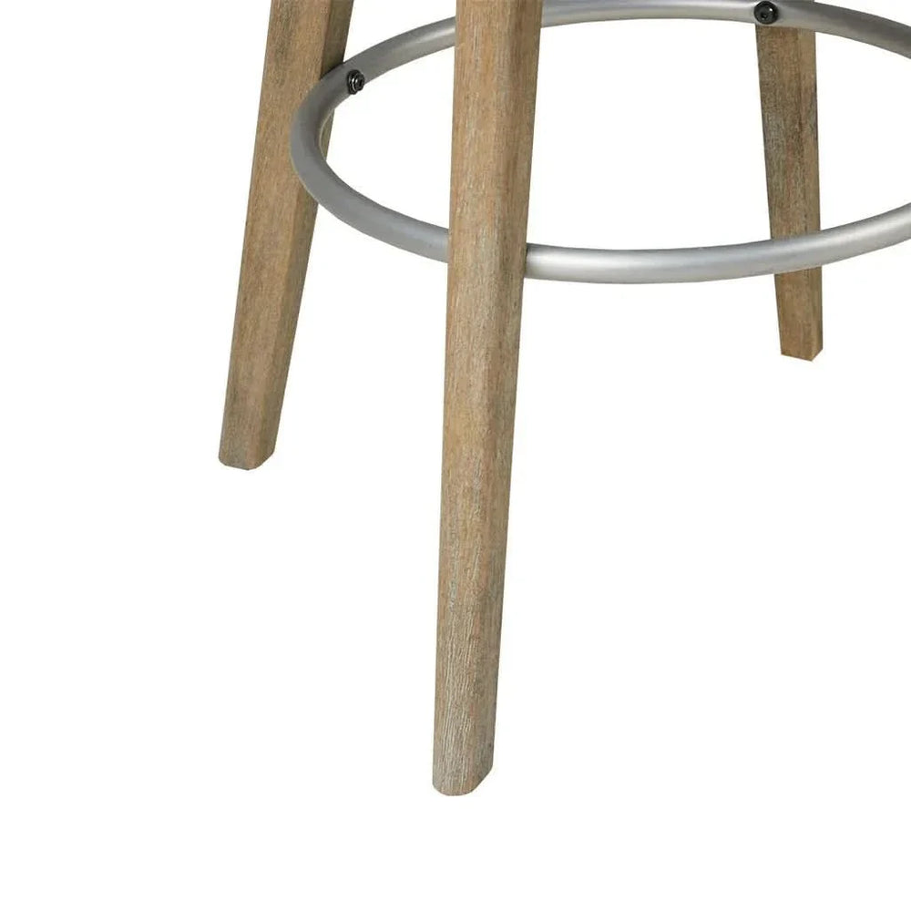 Counter Stool Blue Polyester Upholstery Swivel Seat Counter Height Wood Legs Media 7