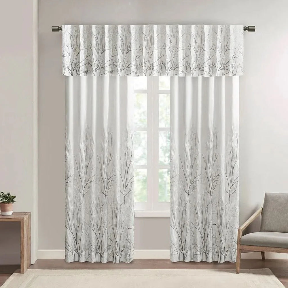Curtain Panel Polyester Embroidered White Curtains With Branch Design Media 13