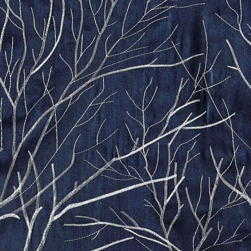 Curtain Panel Cotton Navy Branch Embroidery Design For Living Room Media 6