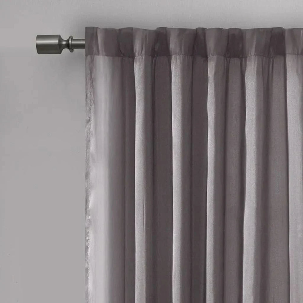 Curtain Panel Polyester Embroidered Branch Design Grey 84 Inch Length Media 10