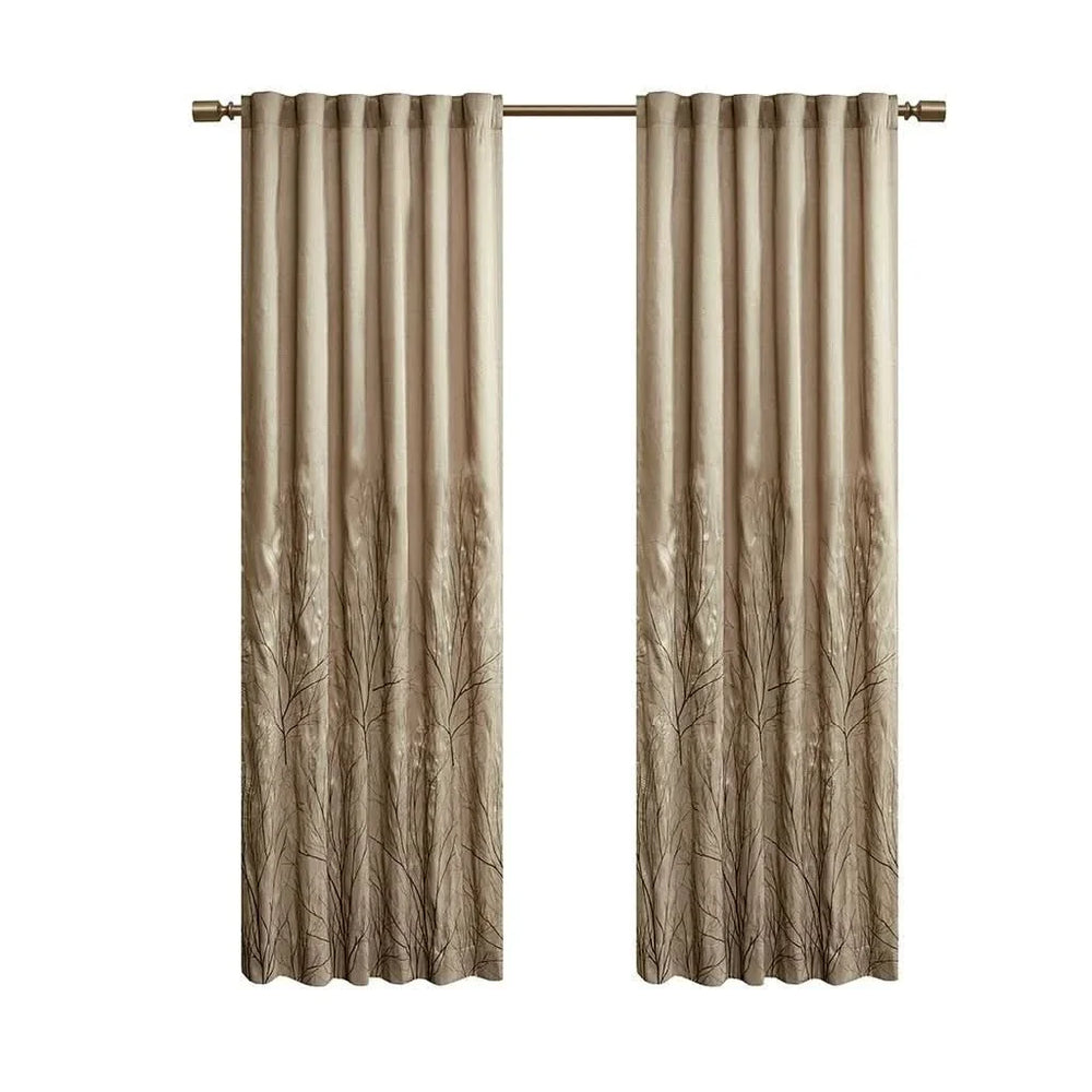 Curtain Panel Polyester Brown Branch Embroidery 84 Inch Length Living Room Media 9