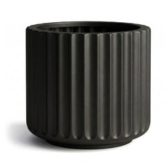 DTY Mount Shavano 16.3'' D x 14.75'' H (Pot Opening 14.4'') Fiberstone Fluted Planter with Drainage Hole, Weather Resistant for Indoor and Outdoor, 2 Extra Coco Mats - Black, Large perspective