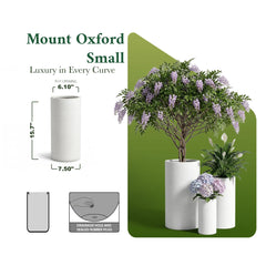 DTY Mount Oxford 15.7" D x 31.5" H (Pot Opening 11.0") Fiberstone Tall Planter with Drainage Hole, Weather Resistant for Indoor and Outdoor, 2 Extra Coco Mats - Black, Large perspective