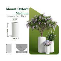 DTY Mount Oxford 15.7" D x 31.5" H (Pot Opening 11.0") Fiberstone Tall Planter with Drainage Hole, Weather Resistant for Indoor and Outdoor, 2 Extra Coco Mats - Black, Large perspective