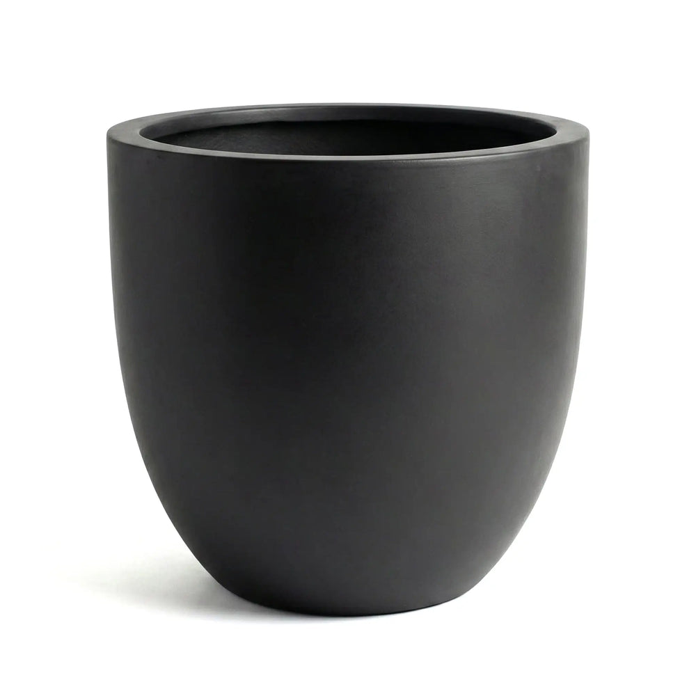 DTY Mount Yale 11.8" D x 11" H (Pot Opening 8.3") Fiberstone Planter with Drainage Hole, Weather Resistant for Indoor and Outdoor, 2 Extra Coco Mats - Black, Small Large / Black