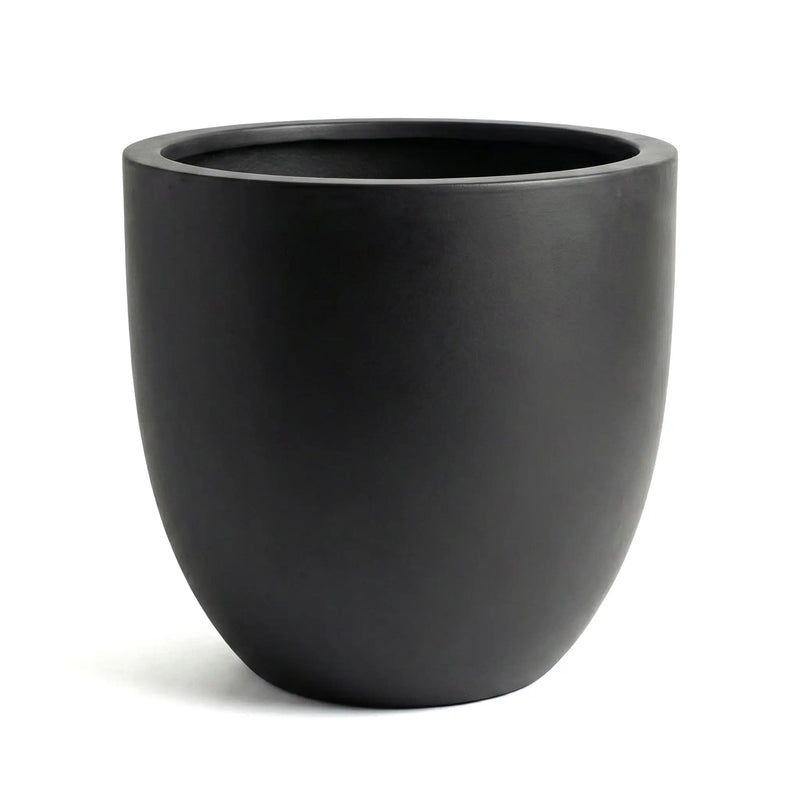 DTY Mount Yale 11.8" D x 11" H (Pot Opening 8.3") Fiberstone Planter with Drainage Hole, Weather Resistant for Indoor and Outdoor, 2 Extra Coco Mats - Black, Small