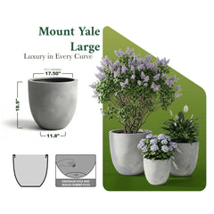 DTY Mount Yale 11.8" D x 11" H (Pot Opening 8.3") Fiberstone Planter with Drainage Hole, Weather Resistant for Indoor and Outdoor, 2 Extra Coco Mats - Black, Small perspective