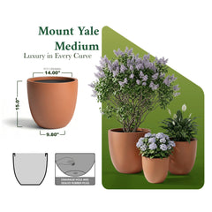 DTY Mount Yale 11.8" D x 11" H (Pot Opening 8.3") Fiberstone Planter with Drainage Hole, Weather Resistant for Indoor and Outdoor, 2 Extra Coco Mats - Black, Small perspective