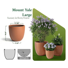 DTY Mount Yale 11.8" D x 11" H (Pot Opening 8.3") Fiberstone Planter with Drainage Hole, Weather Resistant for Indoor and Outdoor, 2 Extra Coco Mats - Black, Small perspective
