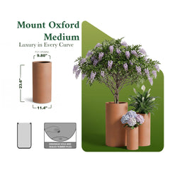 DTY Mount Oxford 15.7" D x 31.5" H (Pot Opening 11.0") Fiberstone Tall Planter with Drainage Hole, Weather Resistant for Indoor and Outdoor, 2 Extra Coco Mats - Black, Large perspective