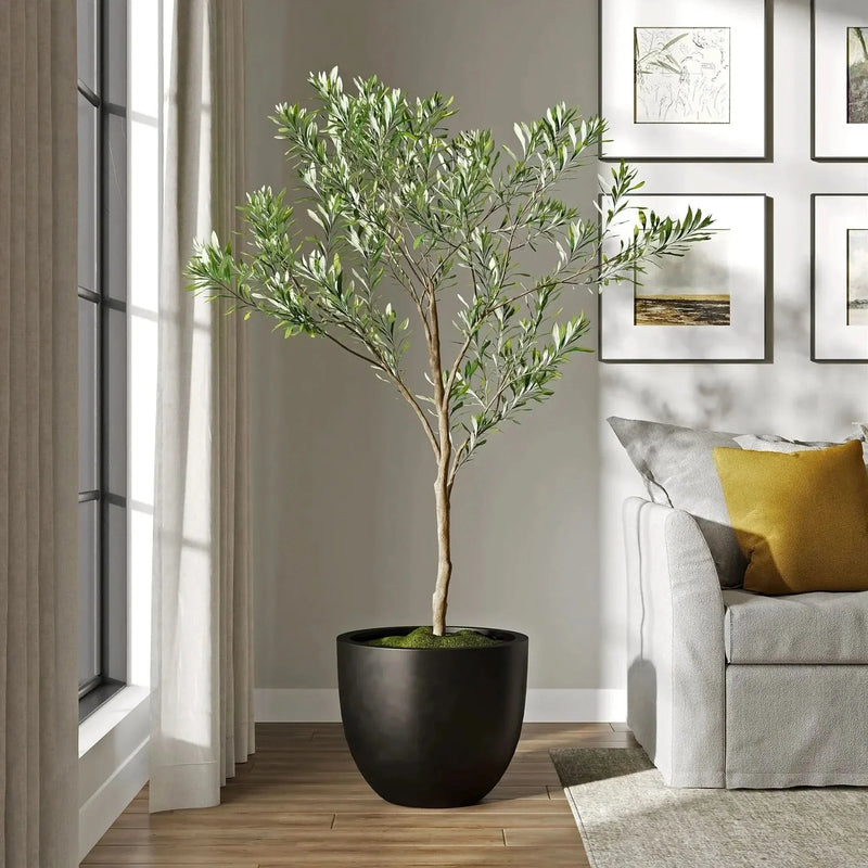 Egg Shaped Planter Fiberstone Weather Resistant Indoor & Outdoor Decor