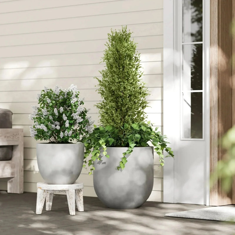Egg Shaped Planter Fiberstone Weather Resistant Indoor & Outdoor Decor