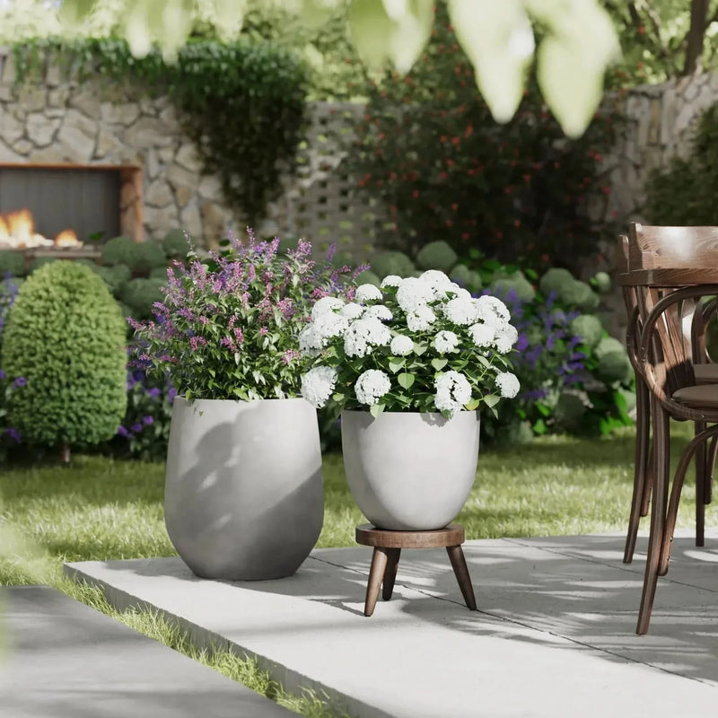 Egg Shaped Planter Fiberstone Weather Resistant Indoor & Outdoor Decor