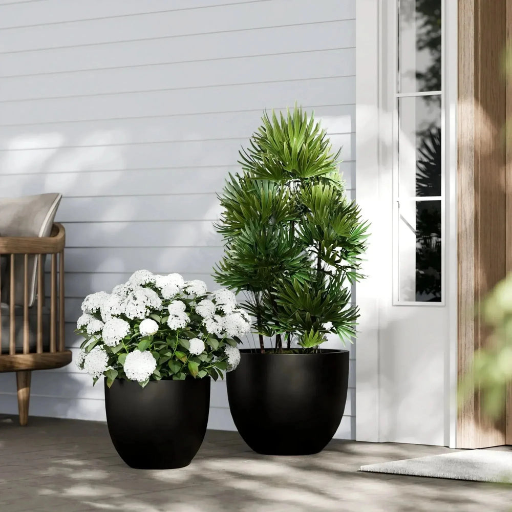 Egg Shaped Planter Fiberstone Weather Resistant Indoor & Outdoor Decor Media 24