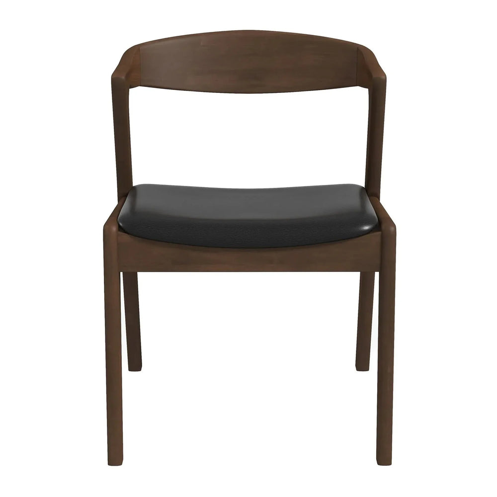 Solid Wood Dining Chairs Leather Upholstery Mid Century Set Of 2 Media 11