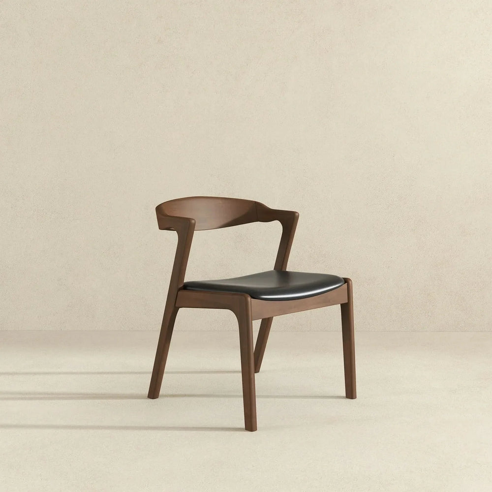 Solid Wood Dining Chairs Leather Upholstery Mid Century Set Of 2 Media 5