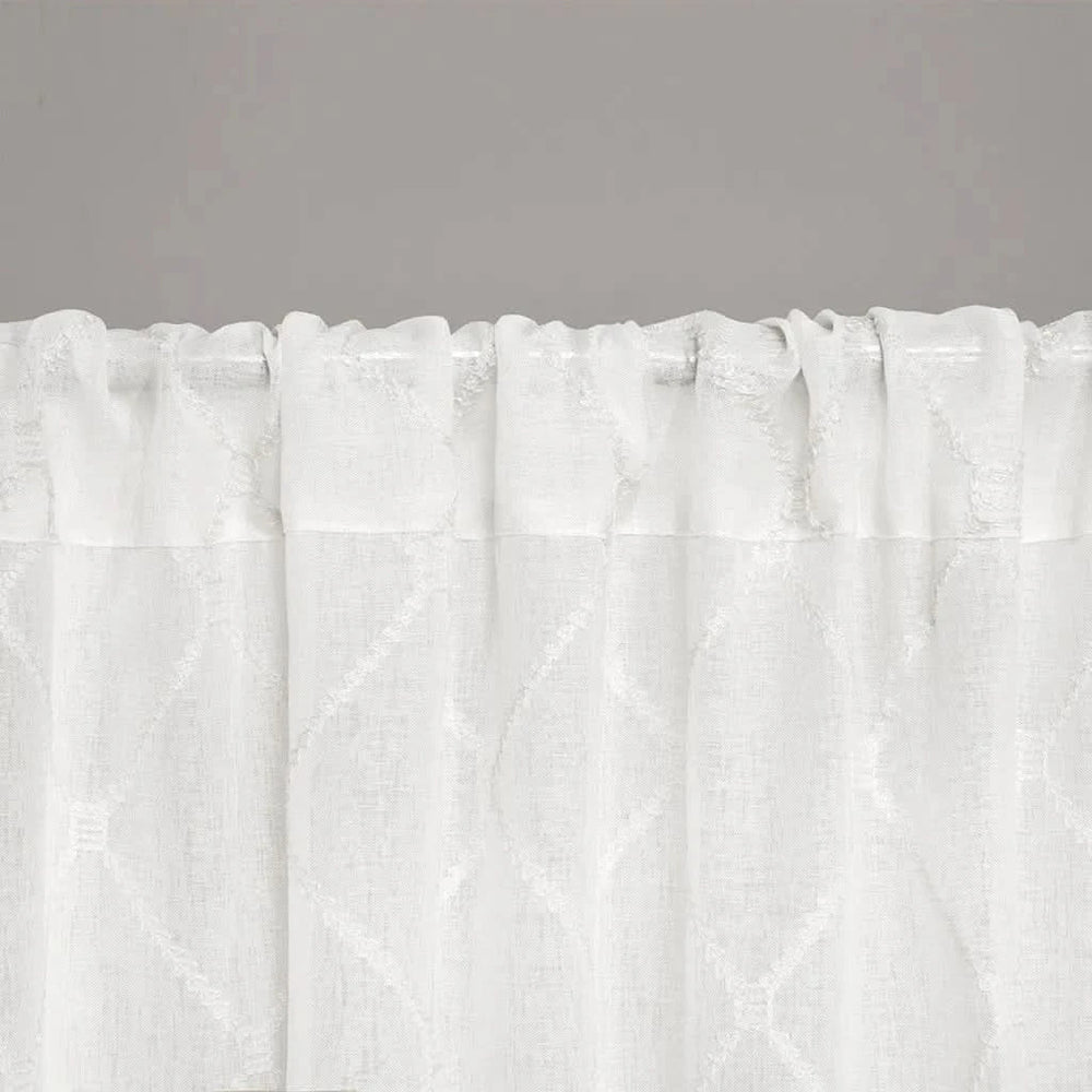 Diamond Sheer Window Curtain Polyester Embroidered Diamond Pattern Media 3