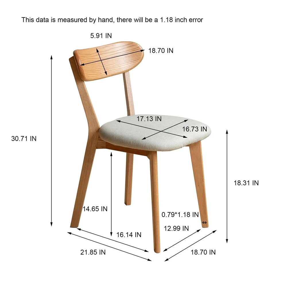 Dining Chair Oak Solid Wood Upholstered Seat Minimalist Design For Dining Rooms Media 2
