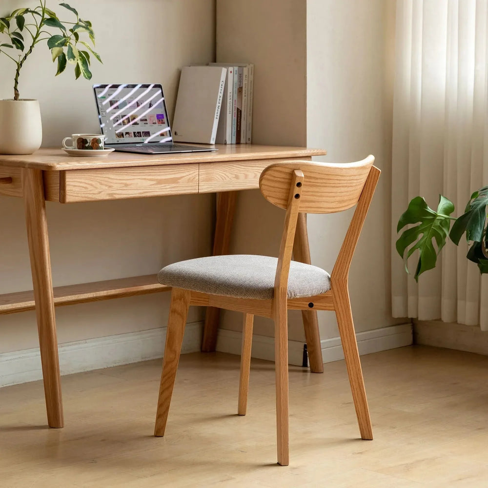 Dining Chair Oak Solid Wood Upholstered Seat Minimalist Design For Dining Rooms Media 5