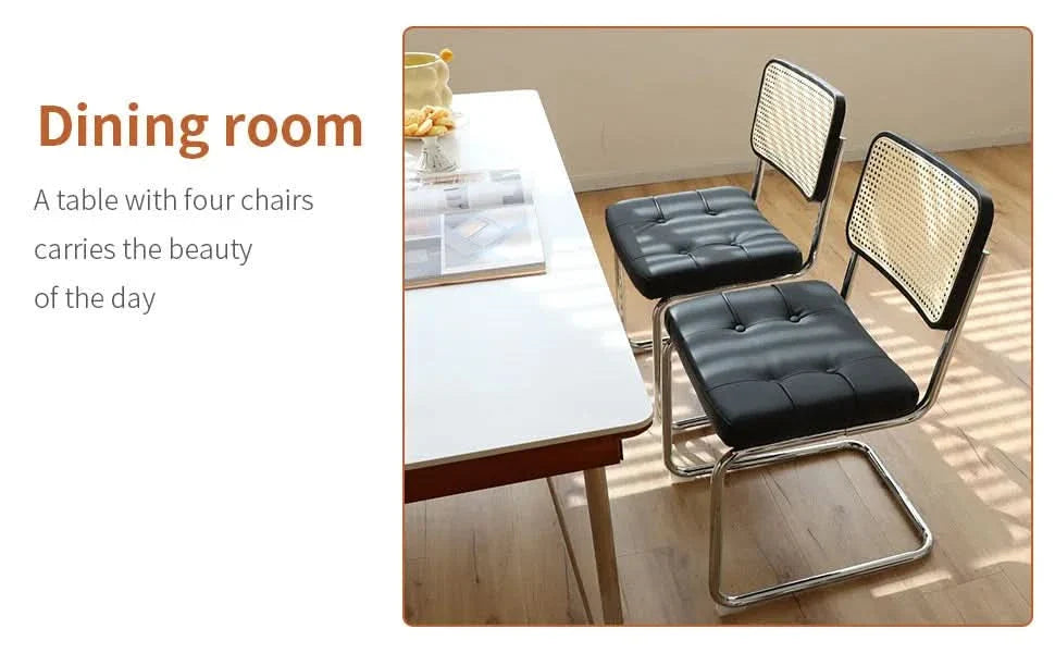 Dining Chairs Faux Leather Mid Century Modern Chrome Legs Set Of 2 Media 11
