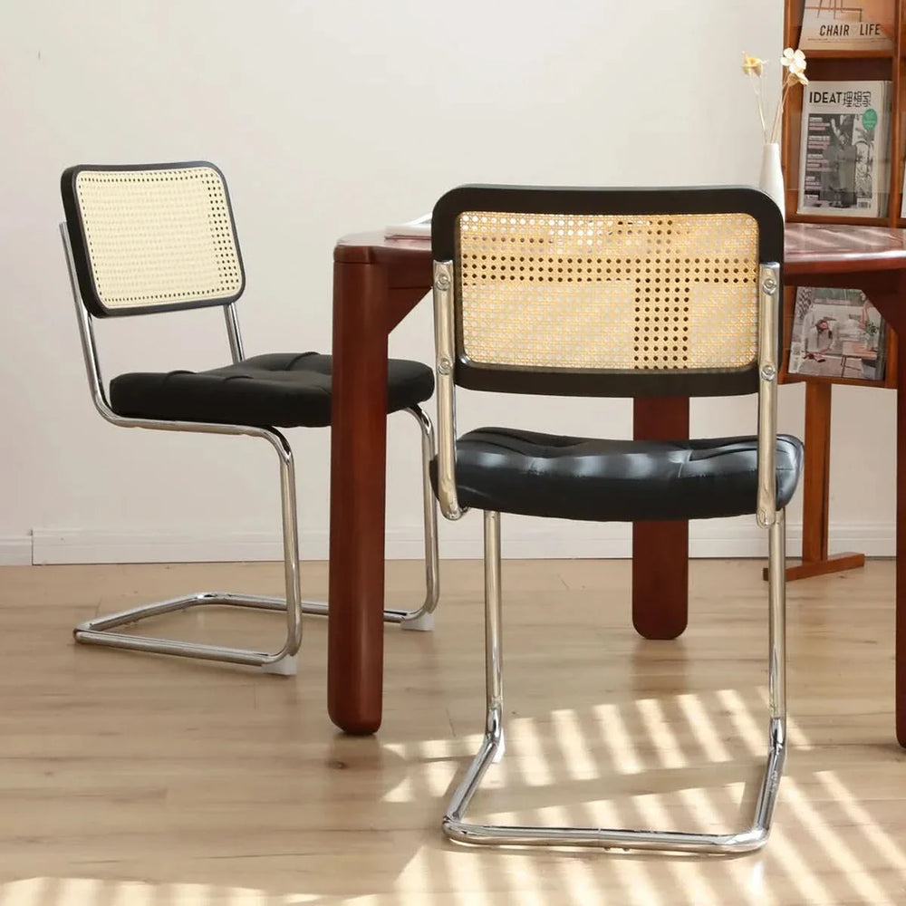 Dining Chairs Faux Leather Mid Century Modern Chrome Legs Set Of 2 Media 4