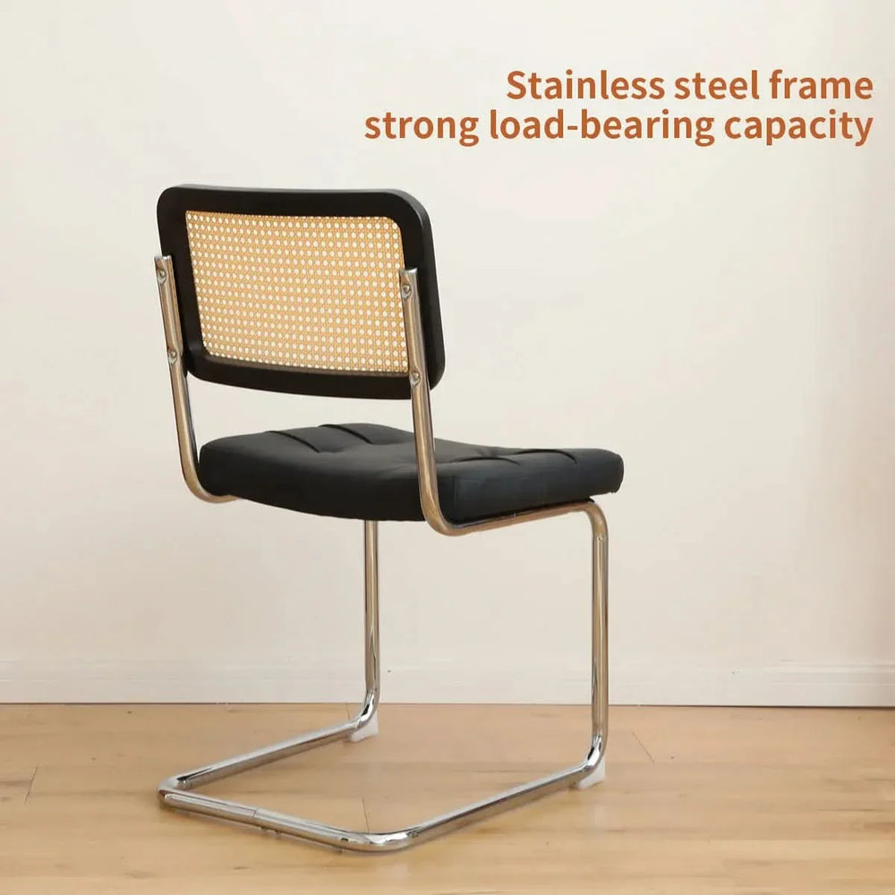 Dining Chairs Faux Leather Mid Century Modern Chrome Legs Set Of 2 Media 8