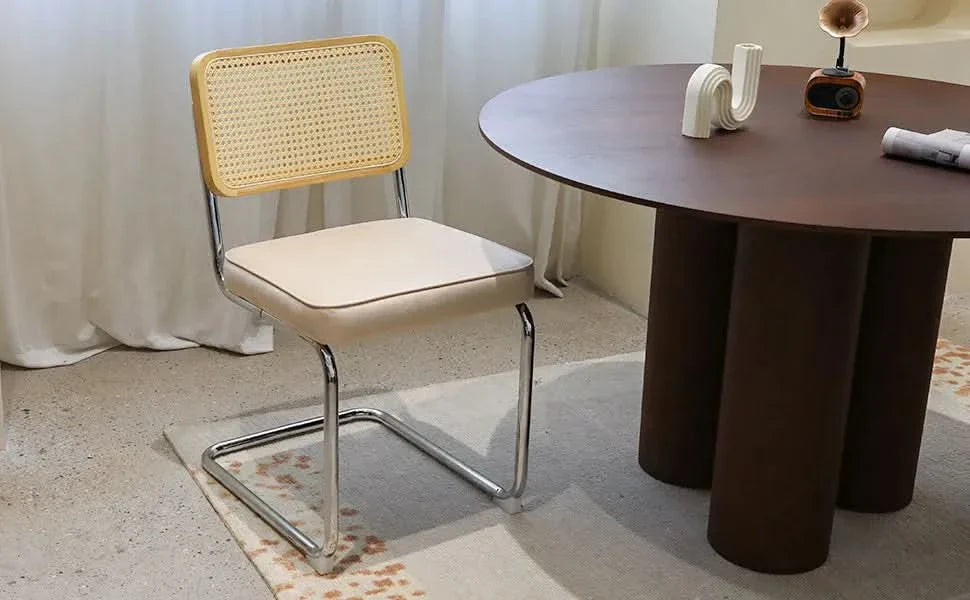 Velvet Rattan Dining Chairs Chrome Legs 2 Piece Set Midcentury Style Media 20
