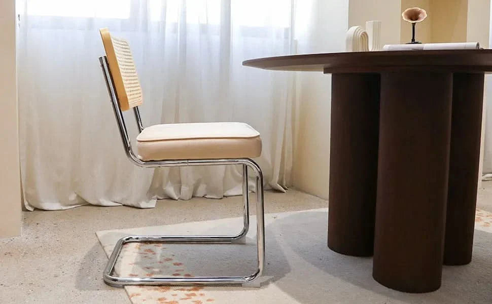 Velvet Rattan Dining Chairs Chrome Legs 2 Piece Set Midcentury Style Media 21