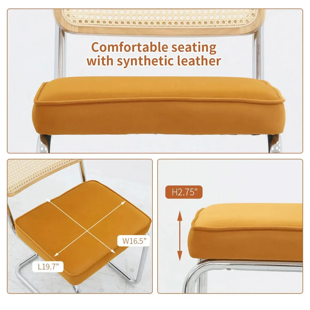 Dining Chairs Fabric & Metal Orange Mid Century 2-Piece Set Upholstered Media 19
