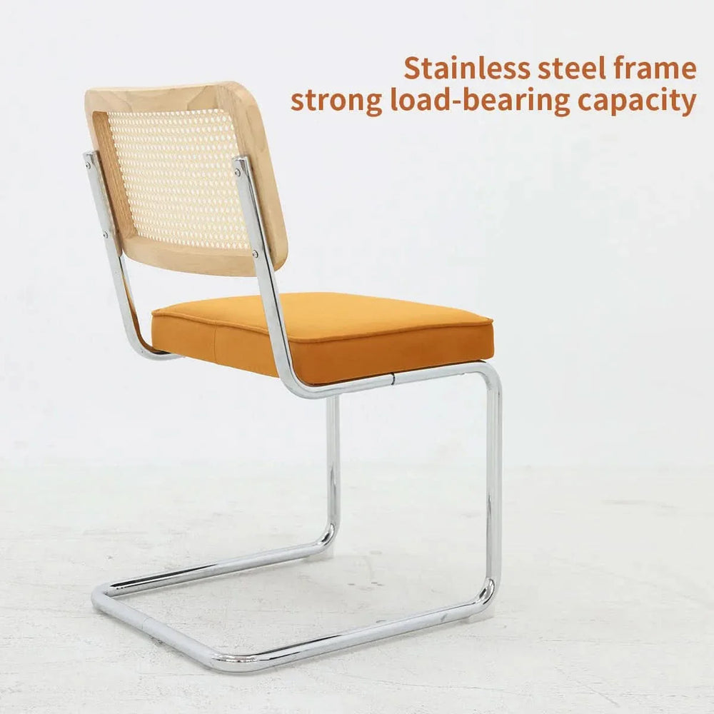Dining Chairs Fabric & Metal Orange Mid Century 2-Piece Set Upholstered Media 11