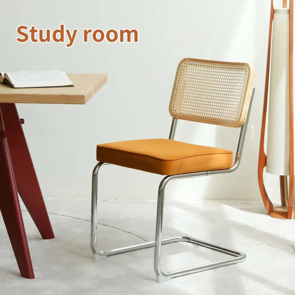 Dining Chairs Fabric & Metal Orange Mid Century 2-Piece Set Upholstered Media 22