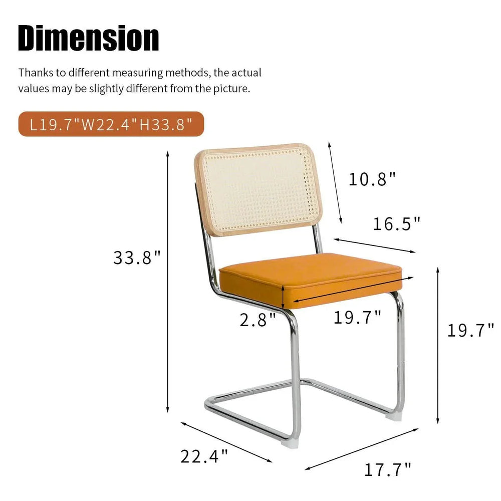 Dining Chairs Fabric & Metal Orange Mid Century 2-Piece Set Upholstered Media 12