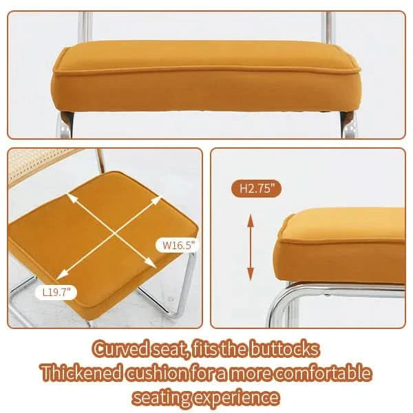 Dining Chairs Fabric & Metal Orange Mid Century 2-Piece Set Upholstered Media 15