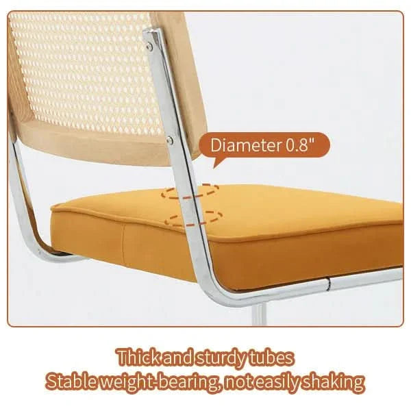 Dining Chairs Fabric & Metal Orange Mid Century 2-Piece Set Upholstered Media 7
