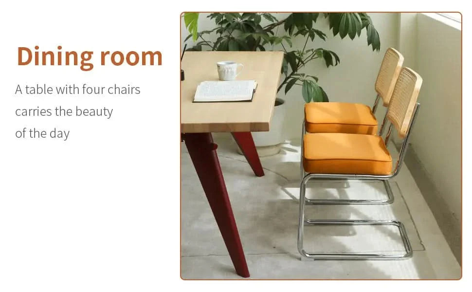 Dining Chairs Fabric & Metal Orange Mid Century 2-Piece Set Upholstered Media 9