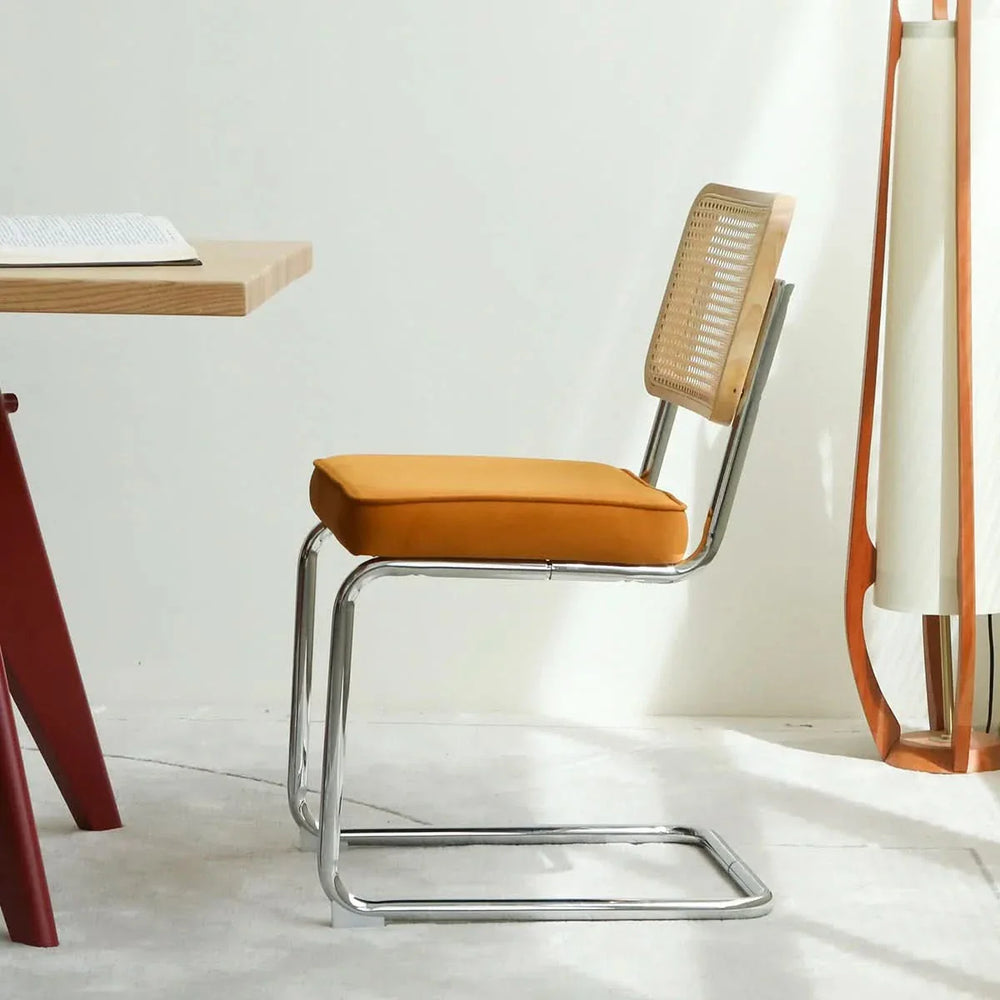Dining Chairs Fabric & Metal Orange Mid Century 2-Piece Set Upholstered Media 17
