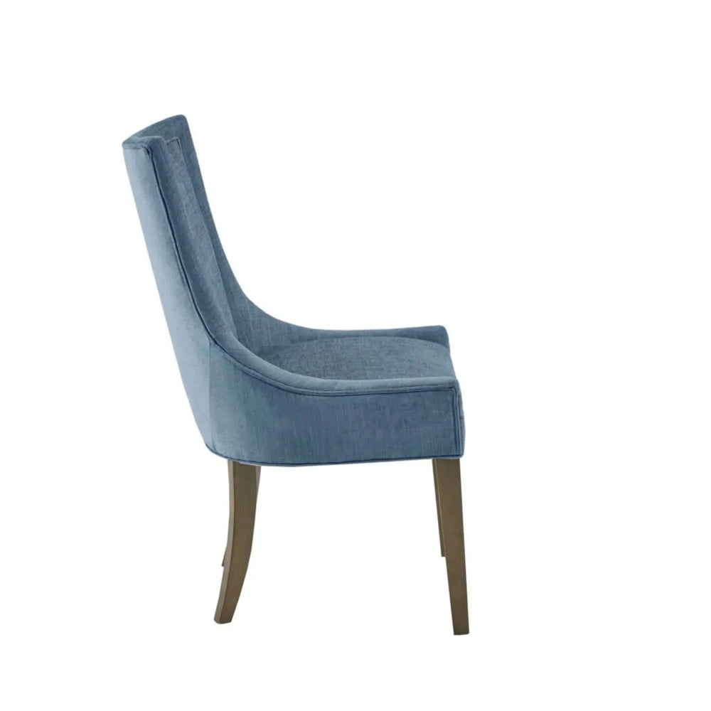 Dining Chair Set Polyester Upholstery High Back Light Blue Fabric Media 7