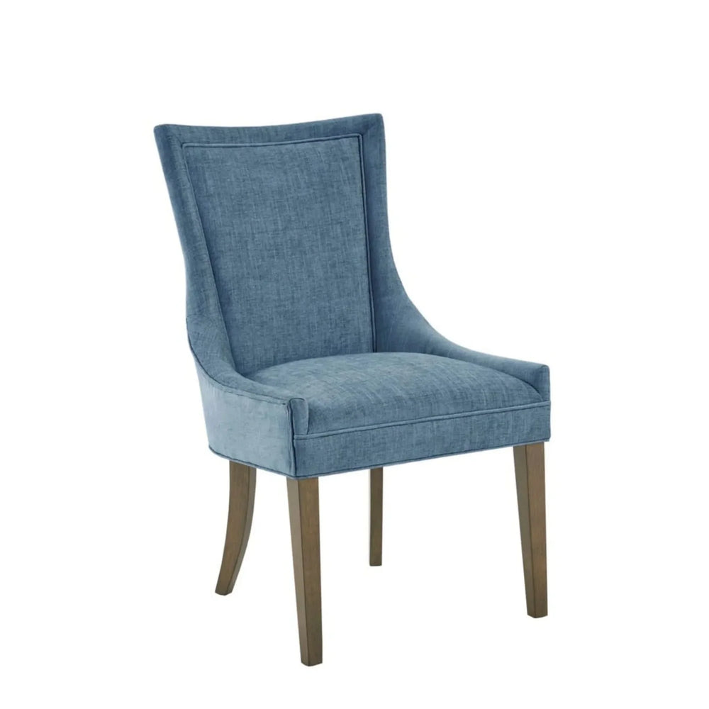 Dining Chair Set Polyester Upholstery High Back Light Blue Fabric Media 4