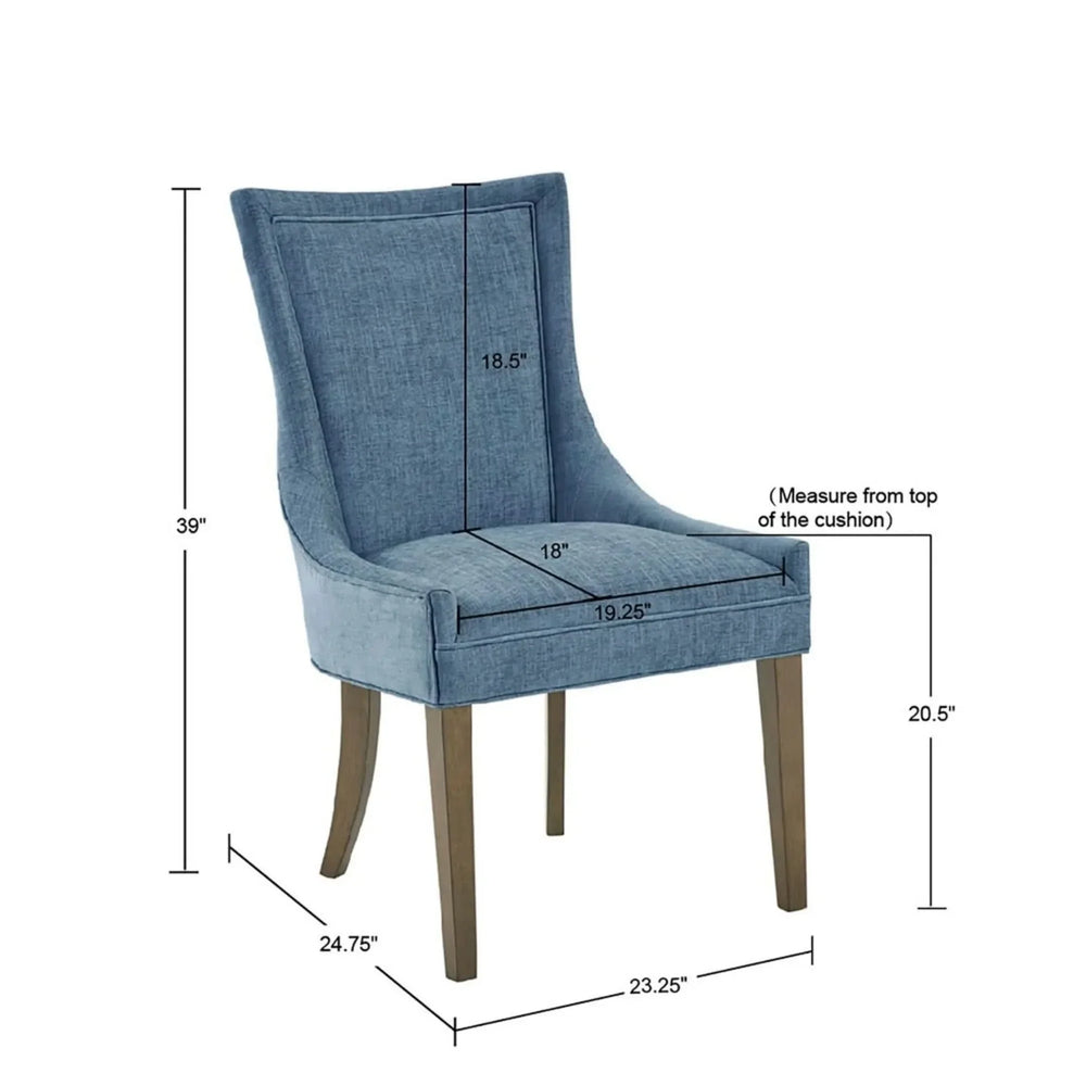 Dining Chair Set Polyester Upholstery High Back Light Blue Fabric Media 3