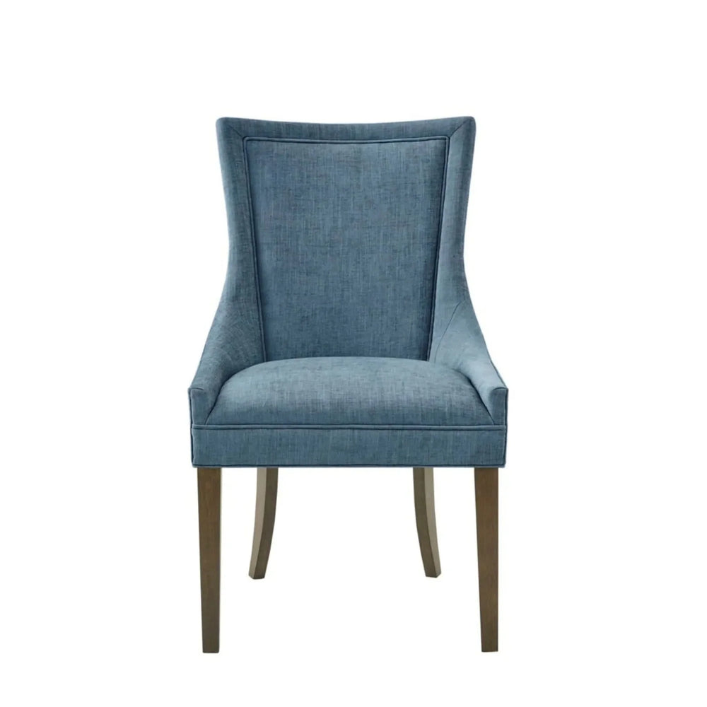 Dining Chair Set Polyester Upholstery High Back Light Blue Fabric Media 5