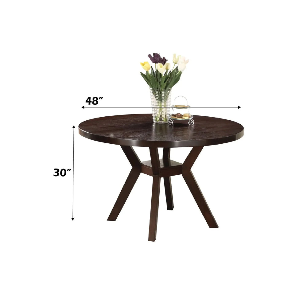 Dining Table Espresso Finish Synthetic Wood Round Table For Kitchen And Dining Media 2