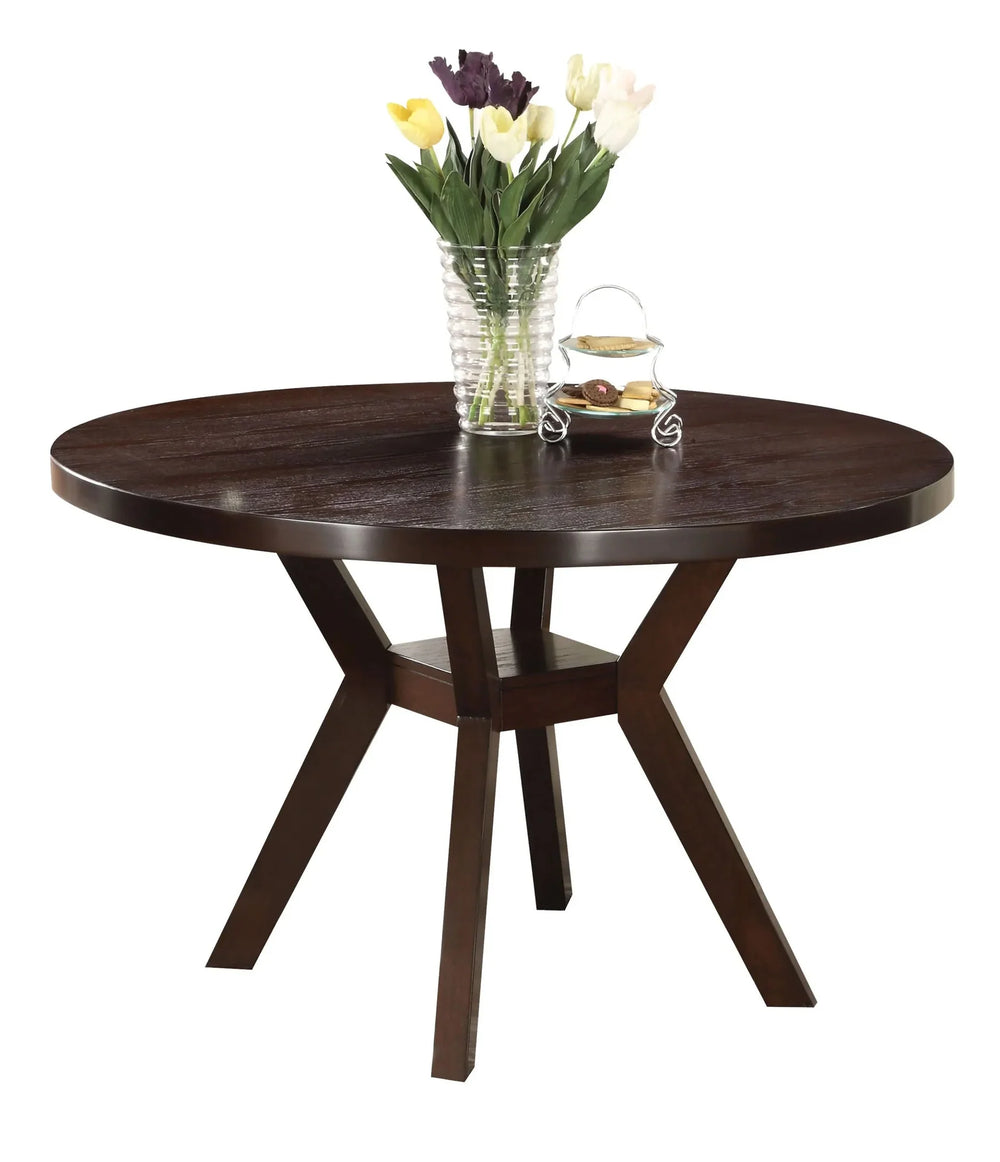 Dining Table Espresso Finish Synthetic Wood Round Table For Kitchen And Dining Media 1